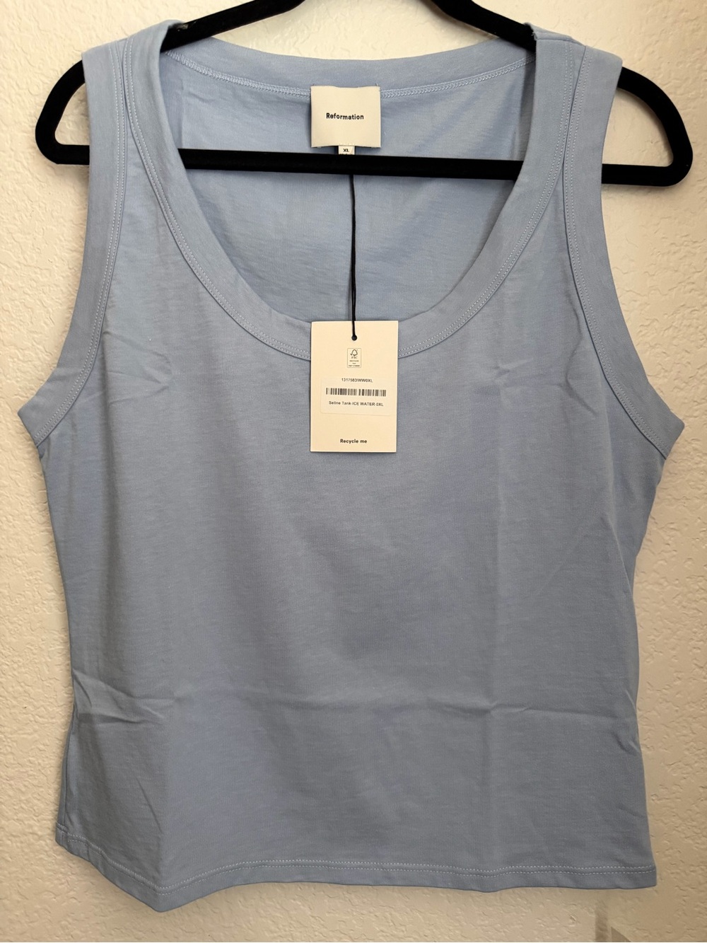 Reformation Seline Tank in Color Ice Water size XL NWT